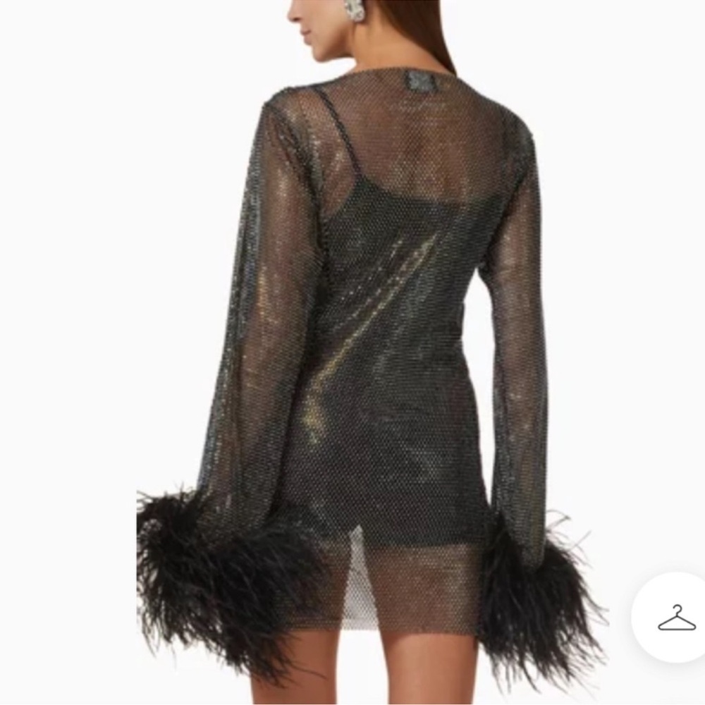 Santas brands Feathers Mini Dress in Sheer Mesh Sz M/L - Picture 3 of 15